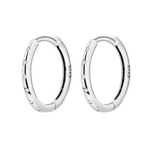 925 Sterling Silver Circle Cubic Zircon Hoop Earrings